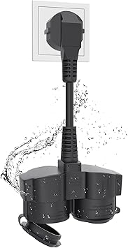 SGZIOO Doppelstecker IP44 - Wasserdichte Steckdosenverlängerung 1.5mm²