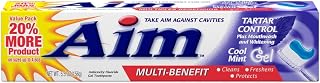 Aim Tartar Control Plus Mouthwash & Whitening Anticavity Fluoride Toothpaste, Cool Mint Gel, 6 Oz (Pack of 6)