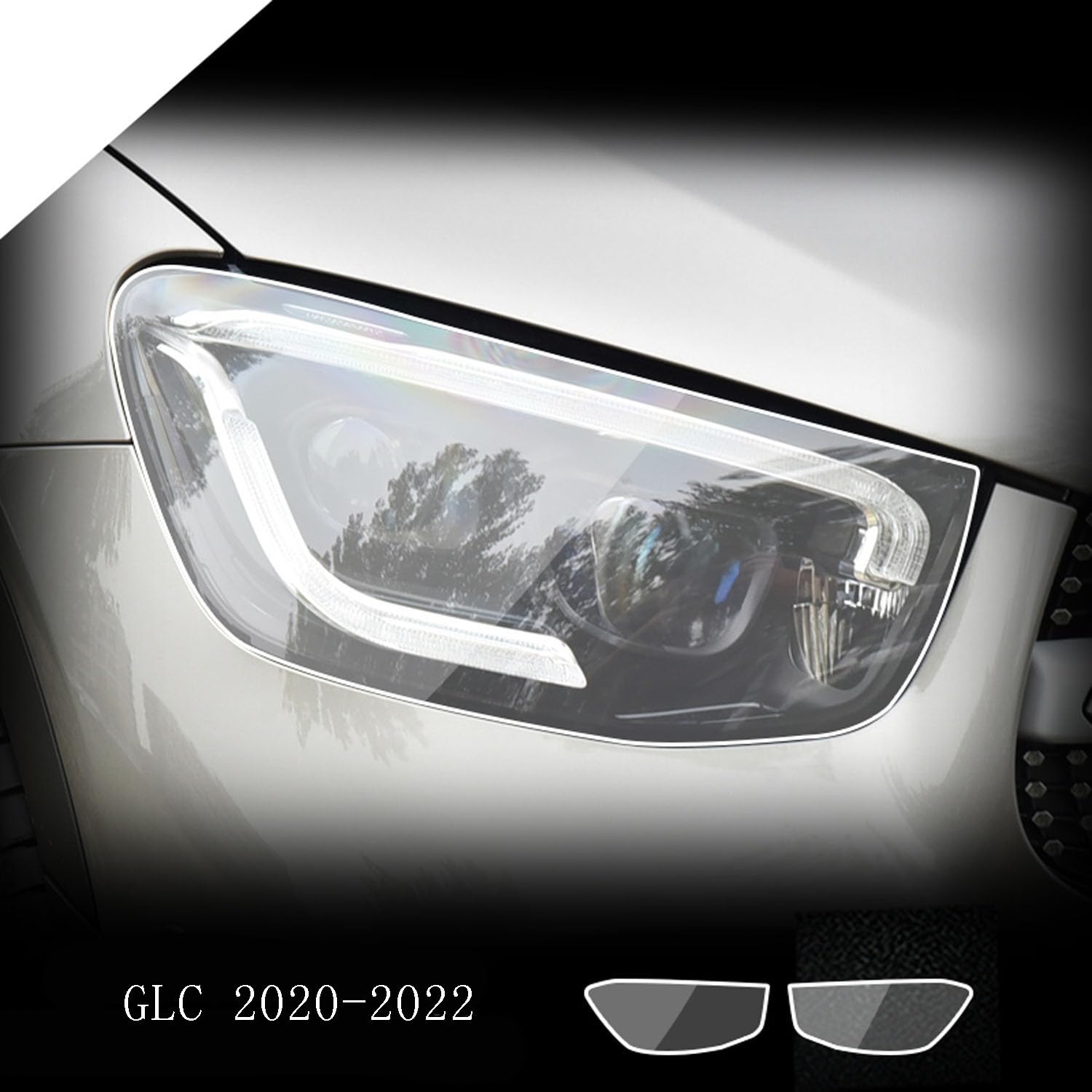Autoscheinwerfer Schutzfolie für Mercedes-Benz CLA/CLS/EQC/GLA/GLB/GLC/GLE/GLS,Autoscheinwerfer-Schutzfolie Anti-Kratz-Folie TPU-Aufkleber Zubehör,Blackened