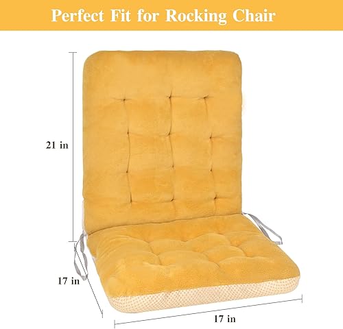 Miniatura 2 de Cojín antideslizante para silla mecedora, cojín copetudo de alta calidad con lazos, resistente y cómodo, acolchado grueso, cojines para silla de