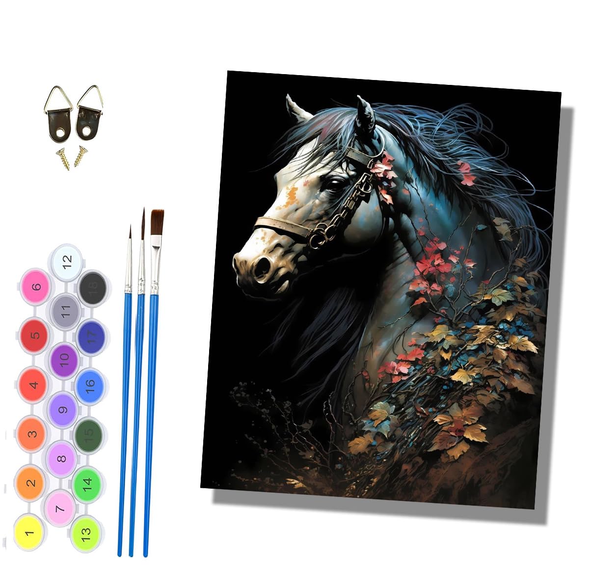 HONGPZH Paint by Numbers for Adults and Beginner Painting by Number Without Frame Oil Paintings on Canvas House Wall Decor 16x20in Horses with Fantastical Colors