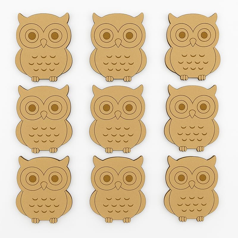THE MAGICAL GIFTS | MDF Owl Craft Shapes - 10 Pcs | 3.5 Inch, 3mm Thick Wooden Blanks for DIY Painting, Resin Art, Pyrography, Coasters & Kids Craft Projects-image-19