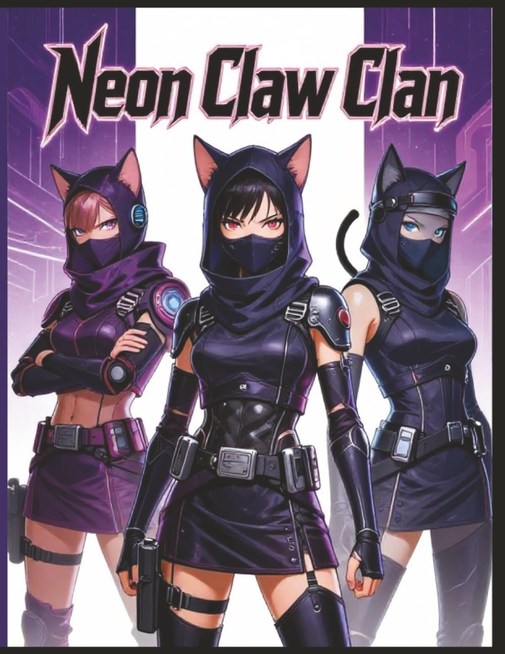 Neon Claw Clan: A Cyberpunk Cat Coloring Book