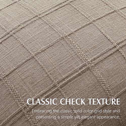Image of Foindtower Set of 1 Decorative Linen Check Throw Pillow Cover Neutral Farmhouse Vintage Cushion Cover Modern Boho Home Decor for Sofa Chair Couch Bedroom Living Room,18x18 Inch,Tan Taupe