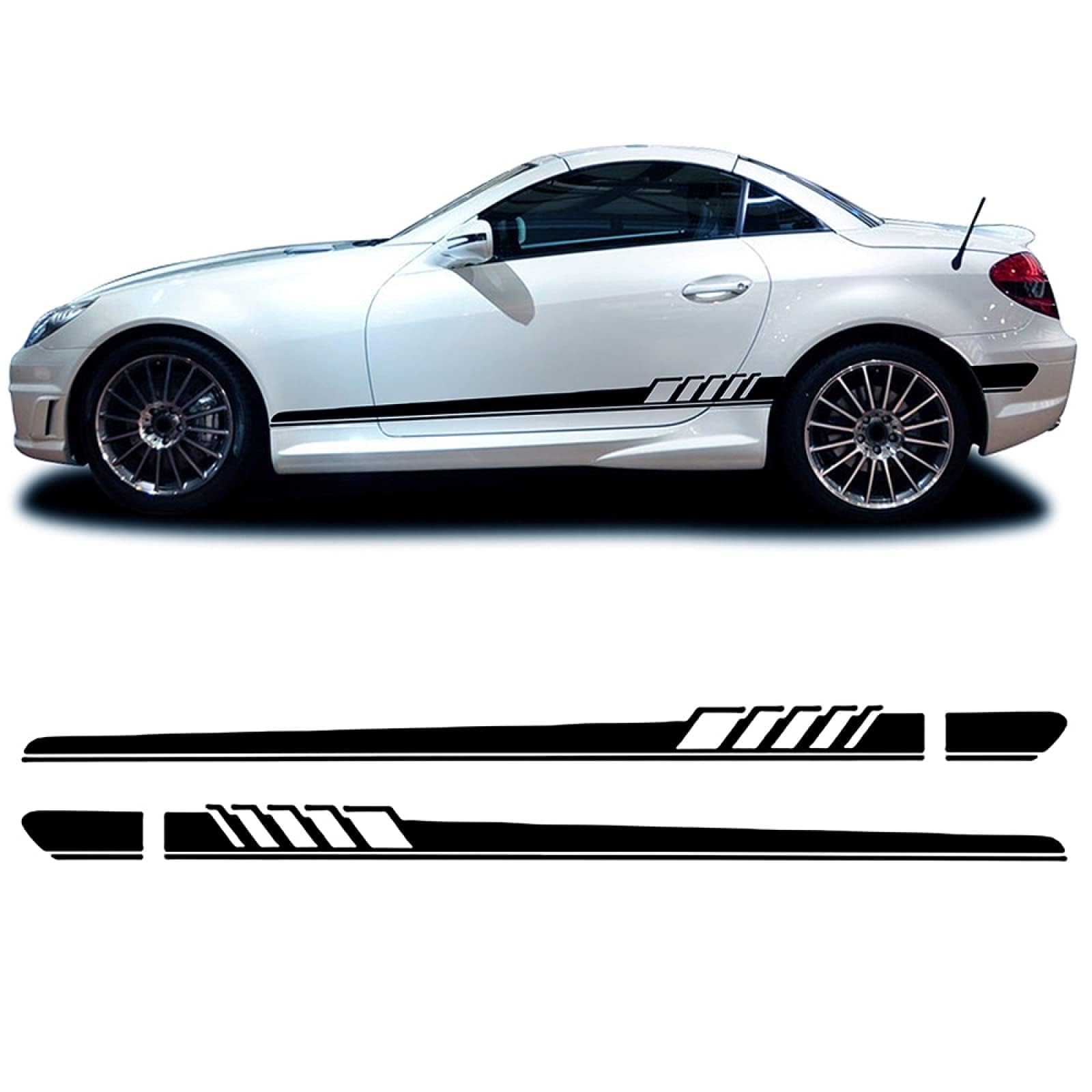 UNCLE LIAO Car Side Skirt For Mercedes Benz SLK Class R170 R171 R172 SLK55 AMG SLK200 250 Auto Car Door Sticker Side Step Skirt.,Red