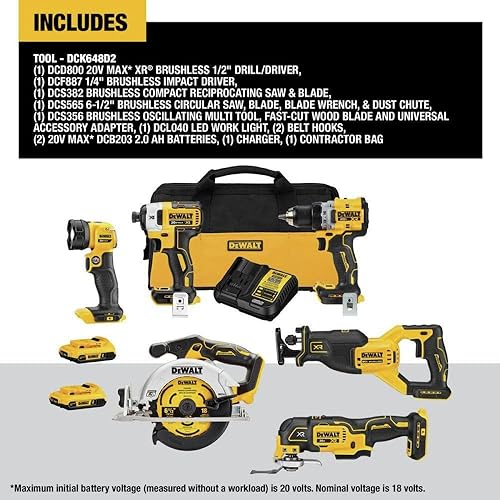 Miniatura 2 de DEWALT Kit combinado inalámbrico de 20 V MAX* XR (6 herramientas) con (2) baterías Ah y cargador (DCK648D2)
