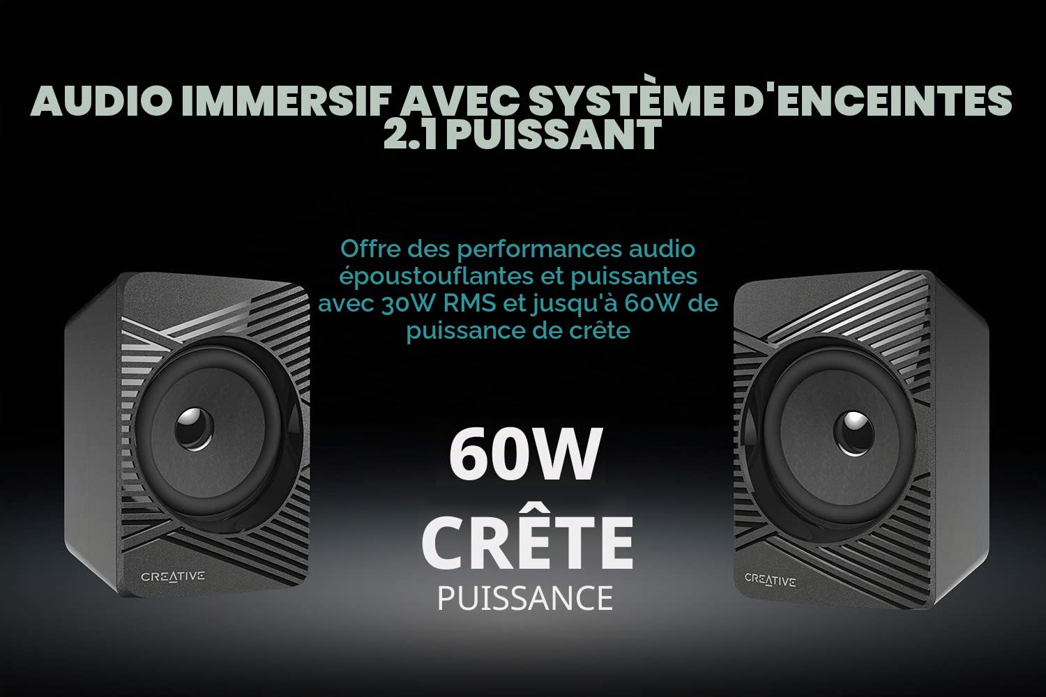 Creative SBS E2500 Système de Haut-parleurs 2.1 Bluetooth Caisson de Basses Noir