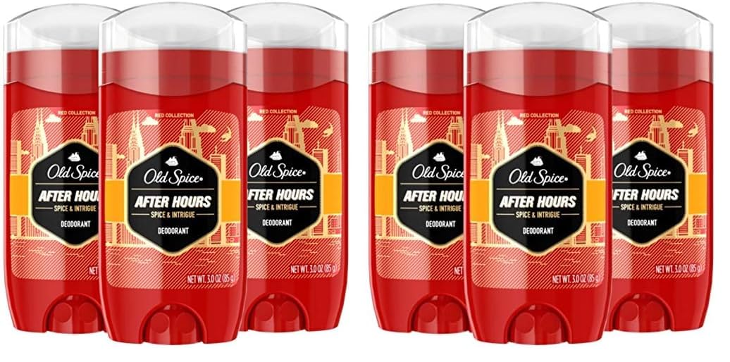 Old Spice Red Collection After Hours Scent Deodorant for Men, 3.0 oz, Pack of 6