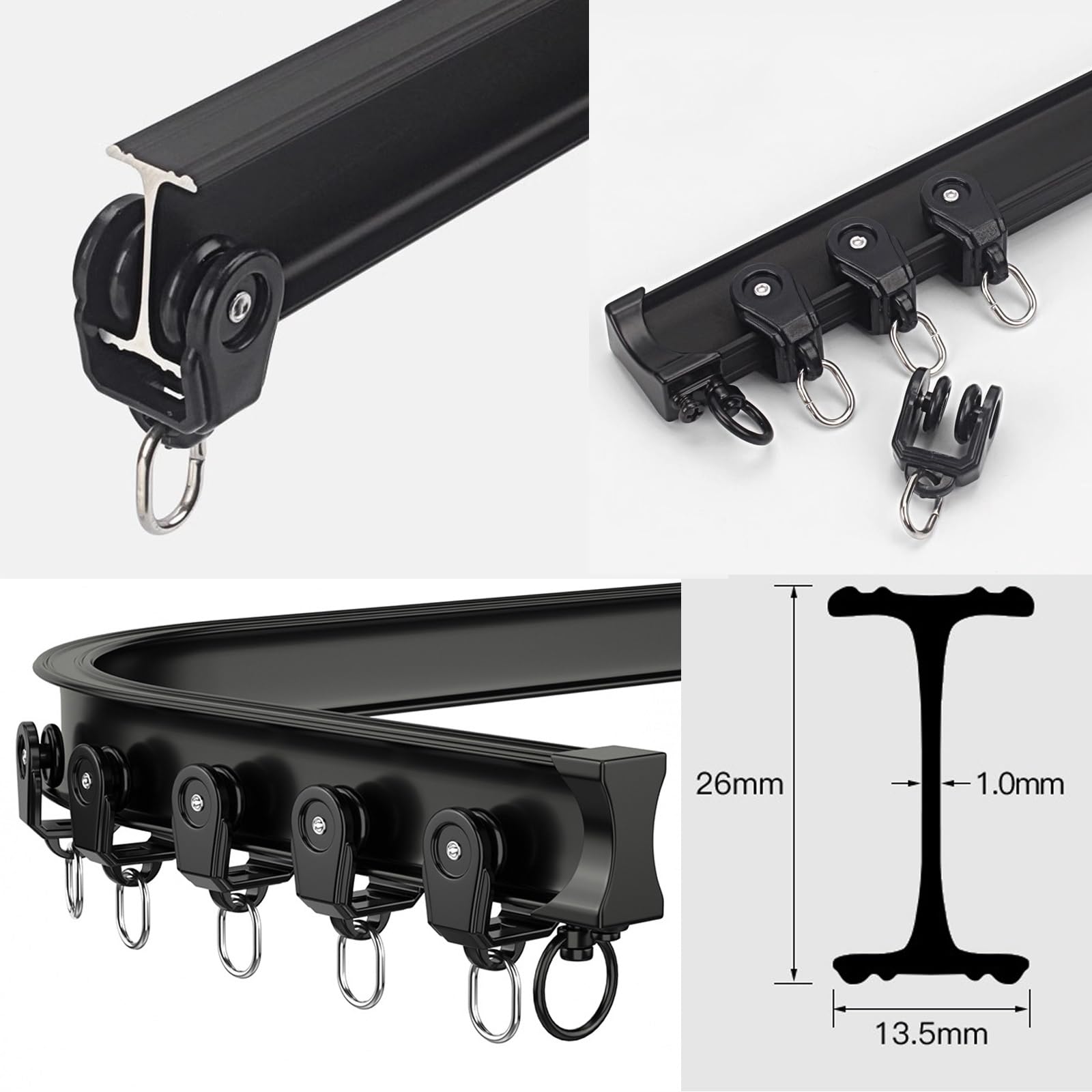 Binario flessibile da soffitto bianco per doccia e asta scorrevole pieghevole ideale per bagno e spazi abitativi facile da inserire versatile ain Solut.
