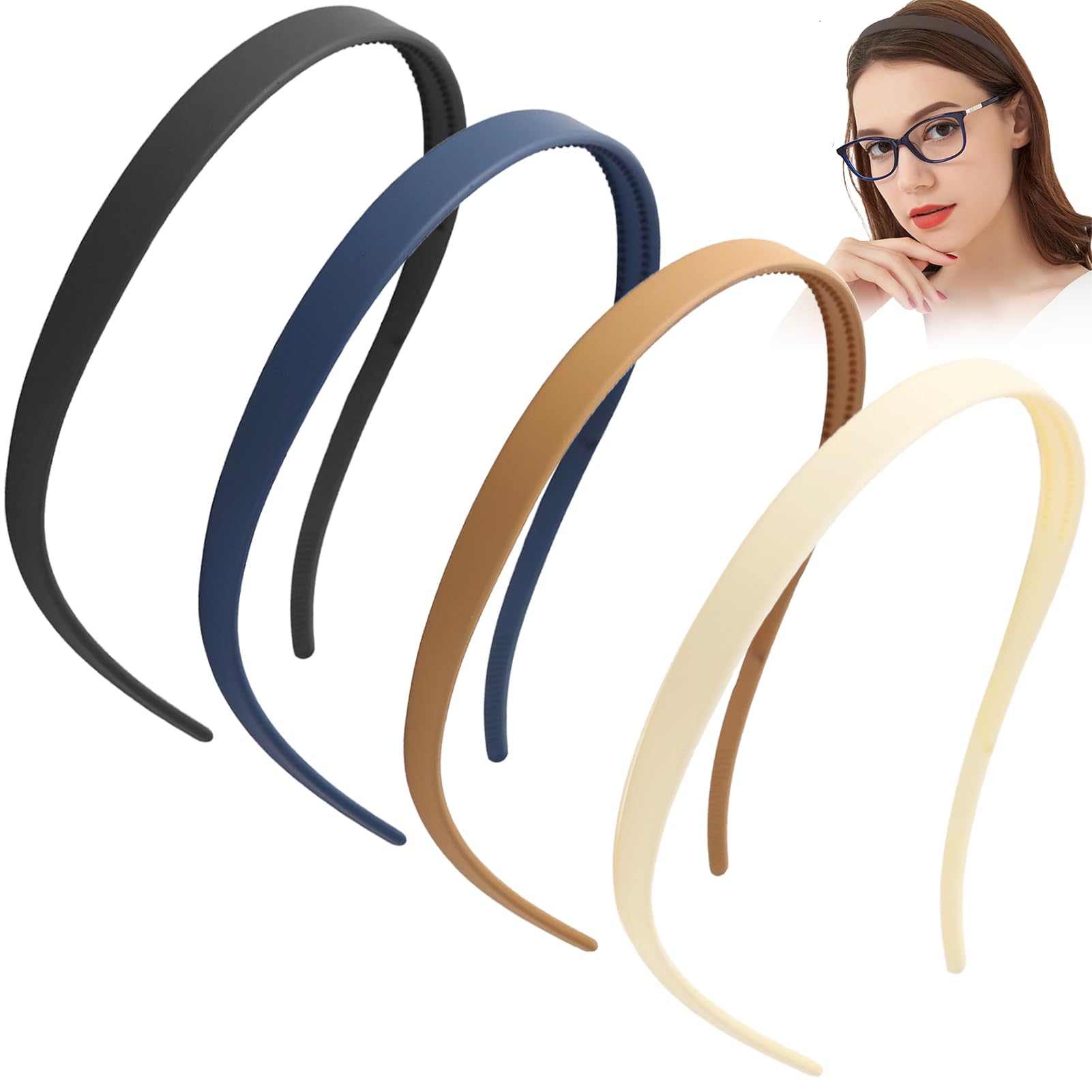 Cerchietto Capelli Donna 4 Pezzi, Fasce per Capelli Zig Zag, Cerchietti per Capelli, Cerchietto Capelli Ricci, per Occhiali e Uso Quotidiano, Adatto per Yoga, Sport, Trucco