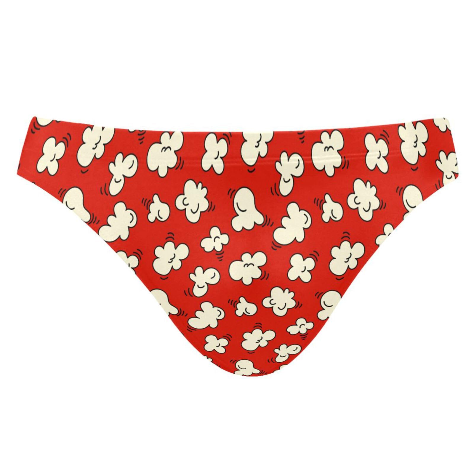 JHKKU Men's Popcorn Red Swim Briefs Fashion Low Rise Bikini Swimwear Beach Swimsuits with Drawstring S