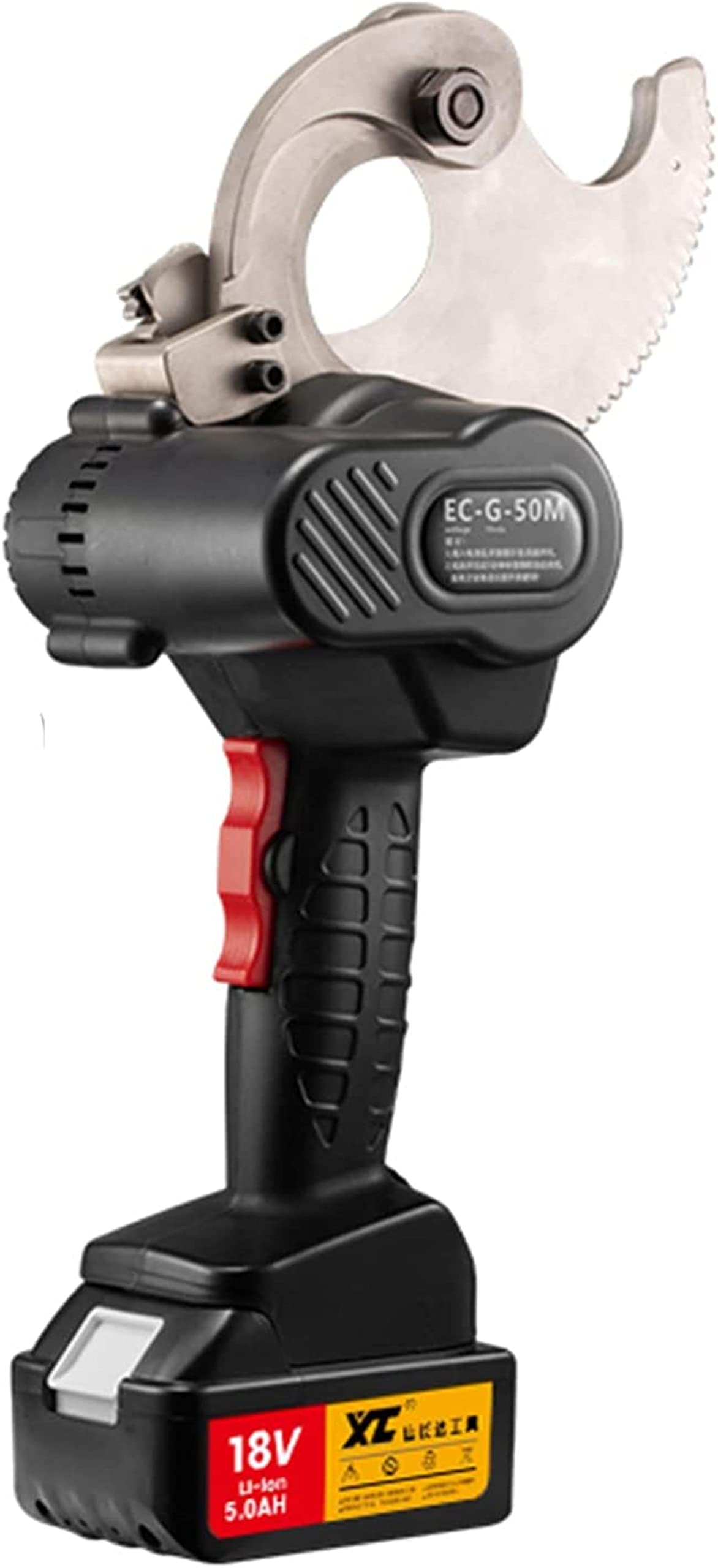 Electric Ratchet Cable Wire Cutter, 18V/5Ah Portable Heavy Duty Aluminum Copper Ratchet Cable Cutter for Cutting Electrical Wire Up to Φ55mm and Φ65mm Cutter Pliers