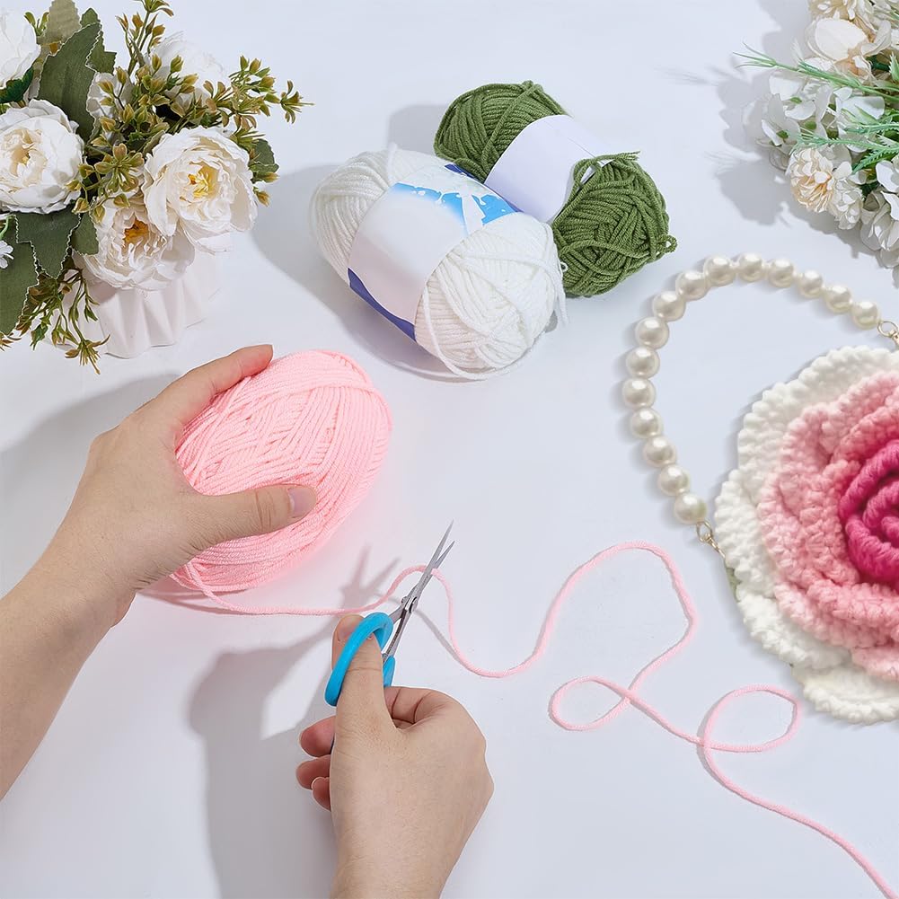 FREEBLOSS Rose Crochet Bag Kit with Video Tutorials Knitted Rose Handbag Crochet Kit for Beginners Adults Handmade Bags for Gift Adult Crafts Projects