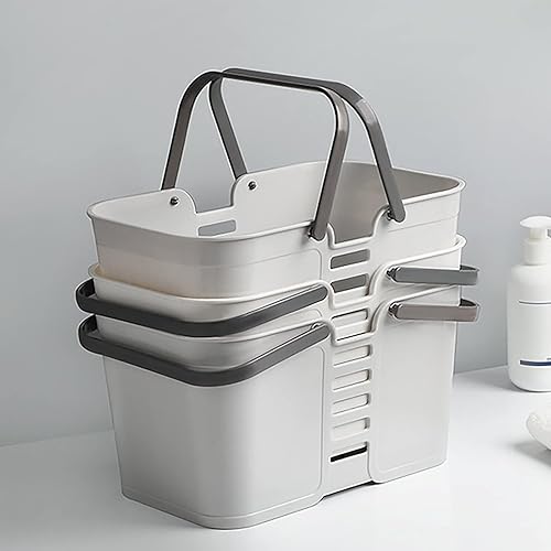 Miniatura 6 de Cesta de lavandería portátil para ducha, bolsa de almacenamiento de plástico con asa, bolsa de lavado, caja de almacenamiento para baño, dormitorio,