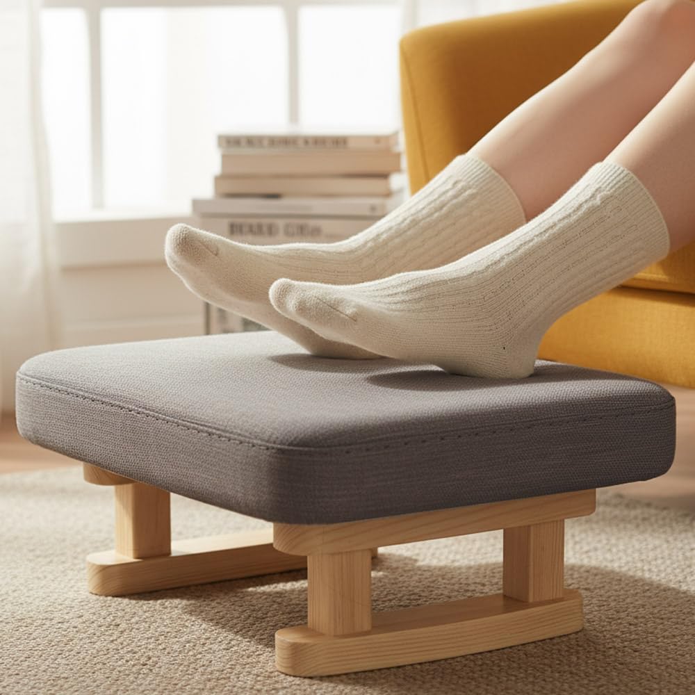 Xtrillogen Small Footstool Ottoman with Stable Wooden Legs,Pouffe Footstools,Modern Furniture Foot Stools,Contemporary Foot Stool for Living Room,Bedroom,Sofa Area,Office,Hallway(Dark Gray)