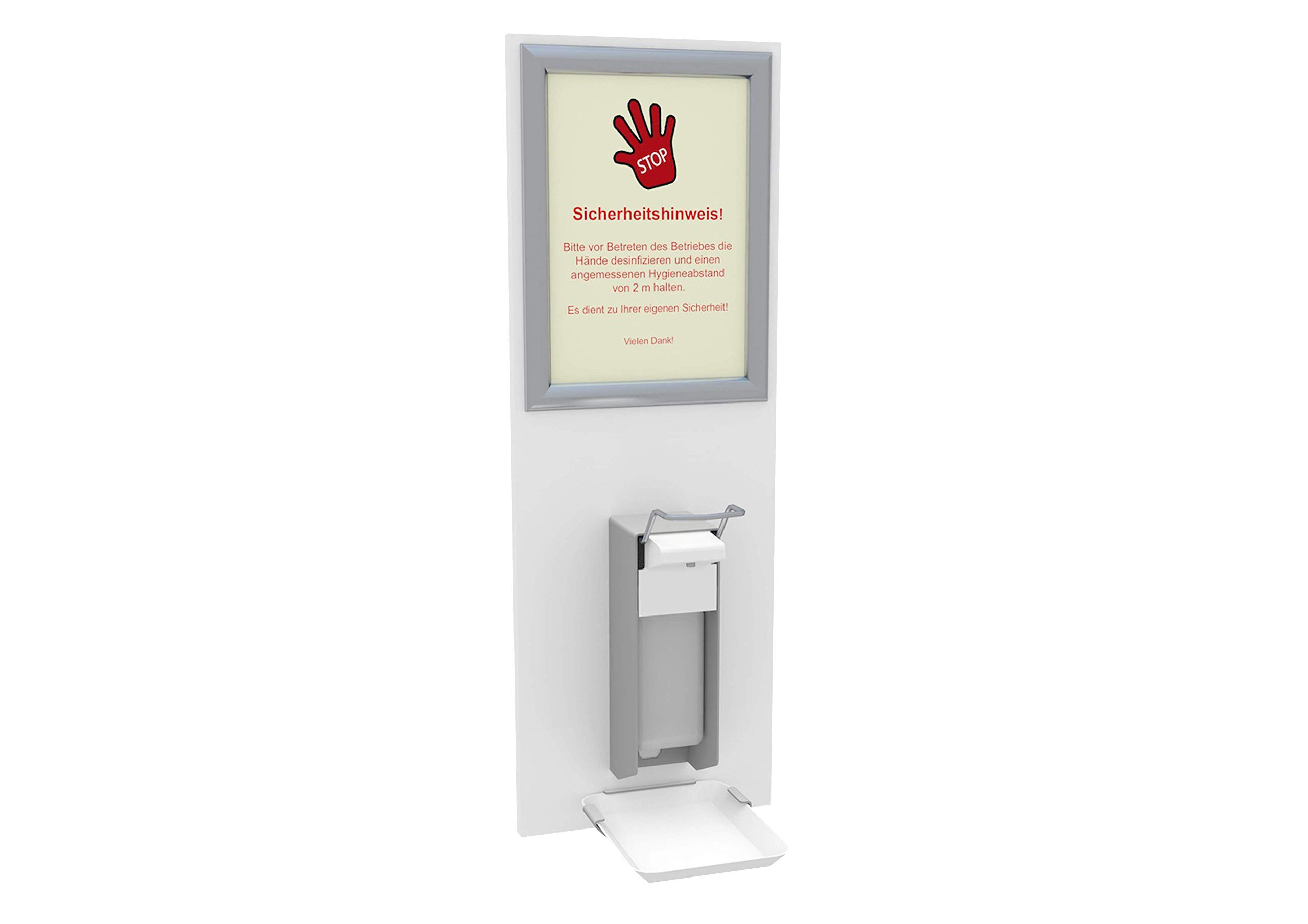 Desinfektionsspender Hand Desinfektionsstation zur Wandmontage Desinfektionsmittelspender 500ml inkl. wechselbarem Infoschild und Abtropfschale