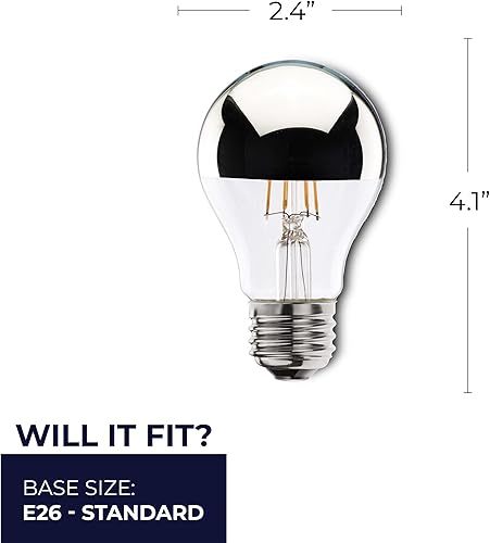 Miniatura 10 de Bulbrite 60A19HM - Medio espejo A19 de 60W (12120)