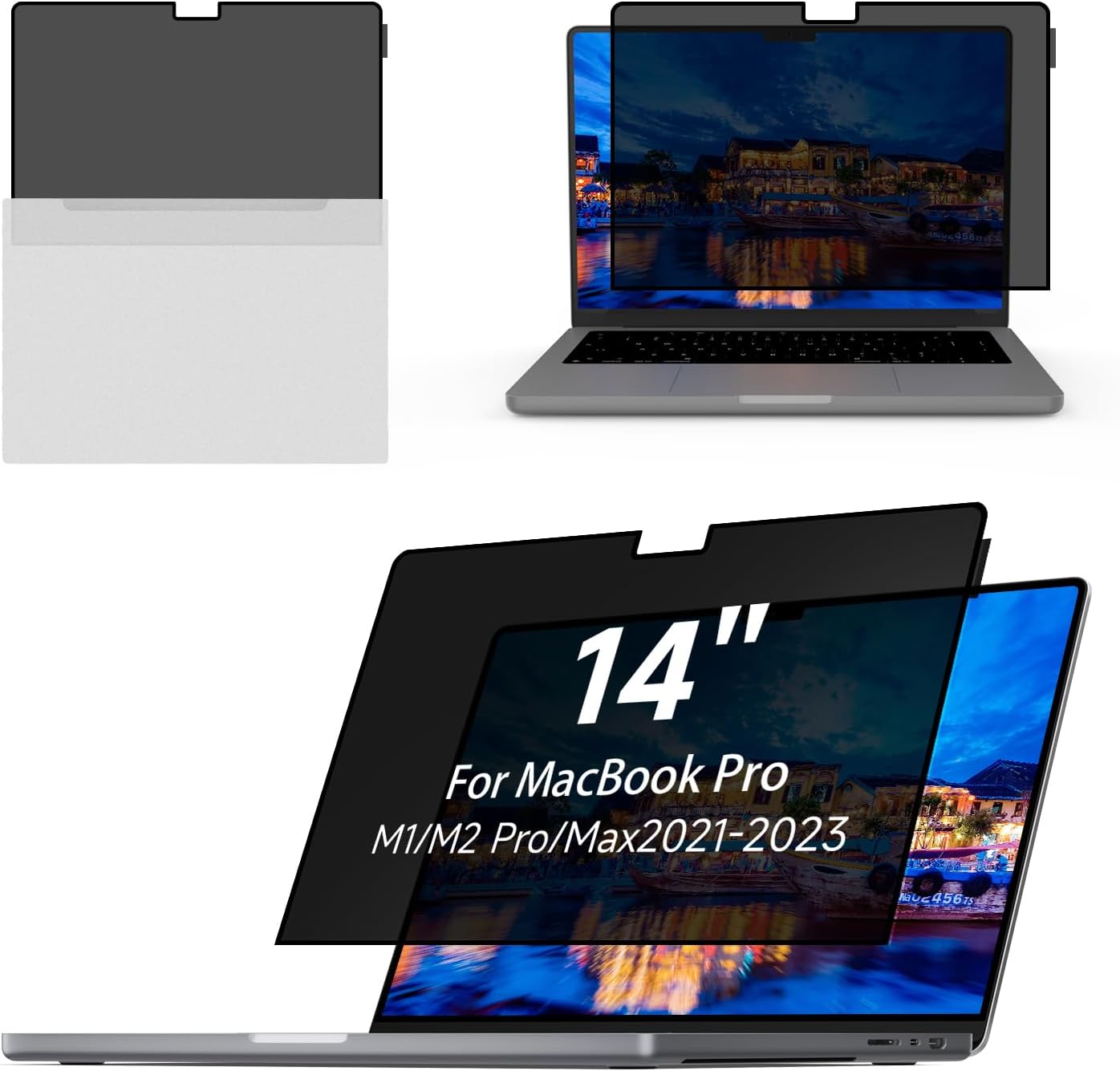 Yamaya Nano-Suction Laptop Privacy Screen for MacBook Pro 14 inch 2021~2023 (M1 Pro/M1 Max/M2 Pro / M2 Max A2779/A2442),Removable Computer Screen Privacy Shield for Mac 14Inch