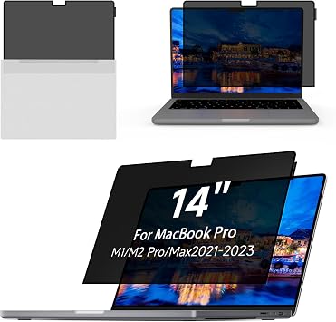 Yamaya Nano-Suction Laptop Privacy Screen for MacBook Pro 14 inch 20212023 M1 Pro/M1 Max/M2 Pro / M2 Max A2779/A2442,Removable Computer Screen Privacy Shield for Mac 14Inch