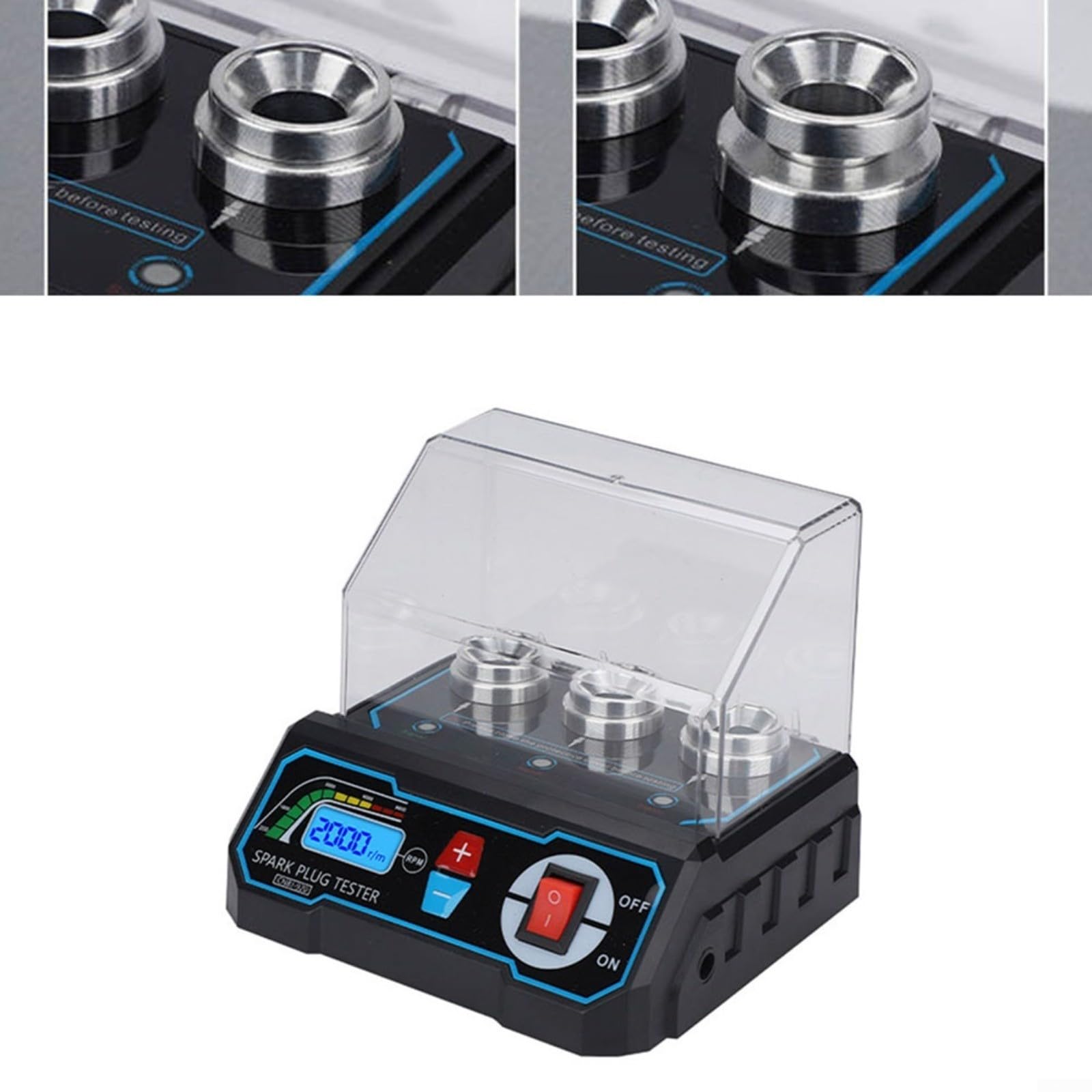 Probador de encendido de 12 V, 12 V, probador de bobina de encendido con pantalla LCD, comprobador de chispas de encendido ajustable de 3 agujeros para motores de coche