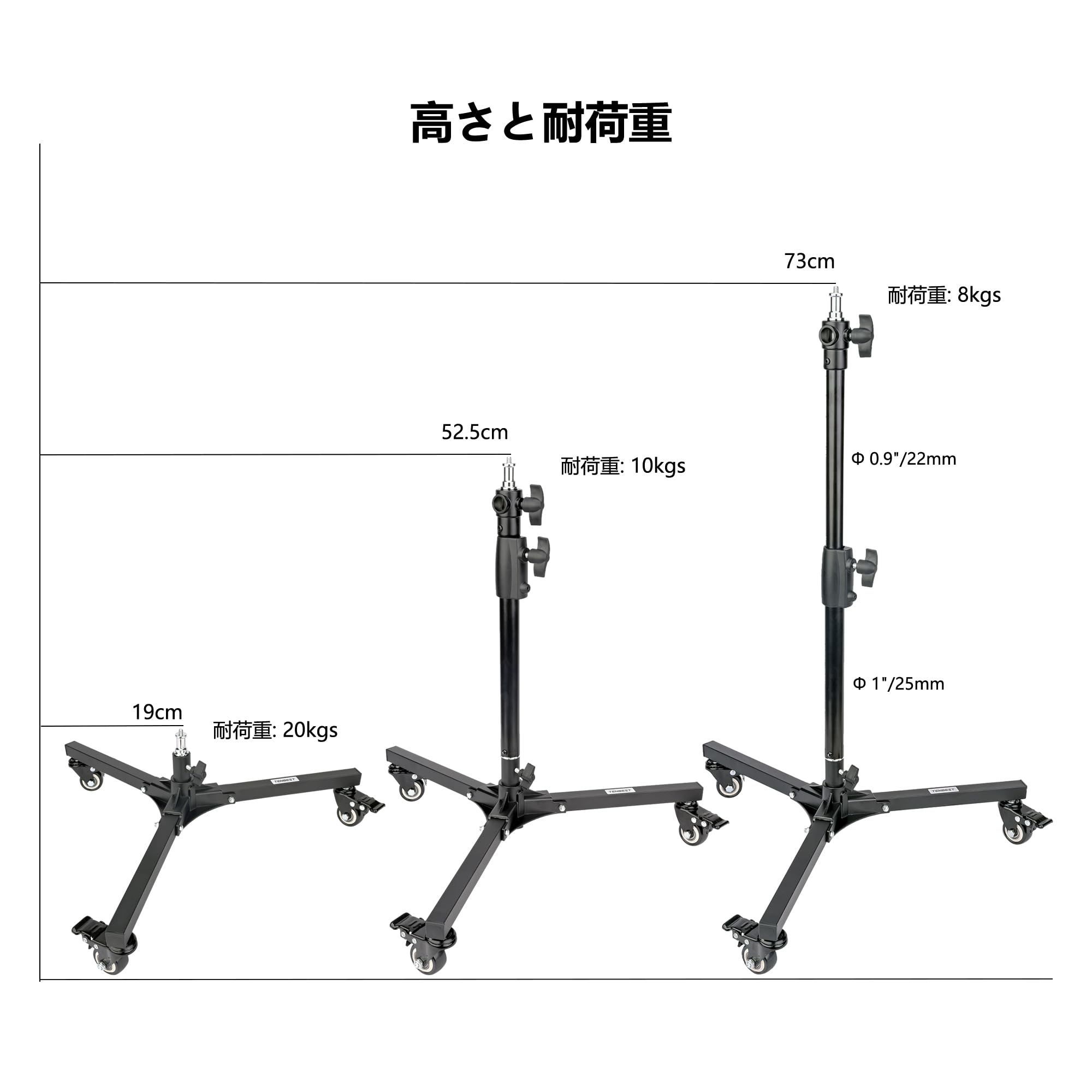 Amazon | TENBEST 折りたたみ式フロアライトスタンド キャスター