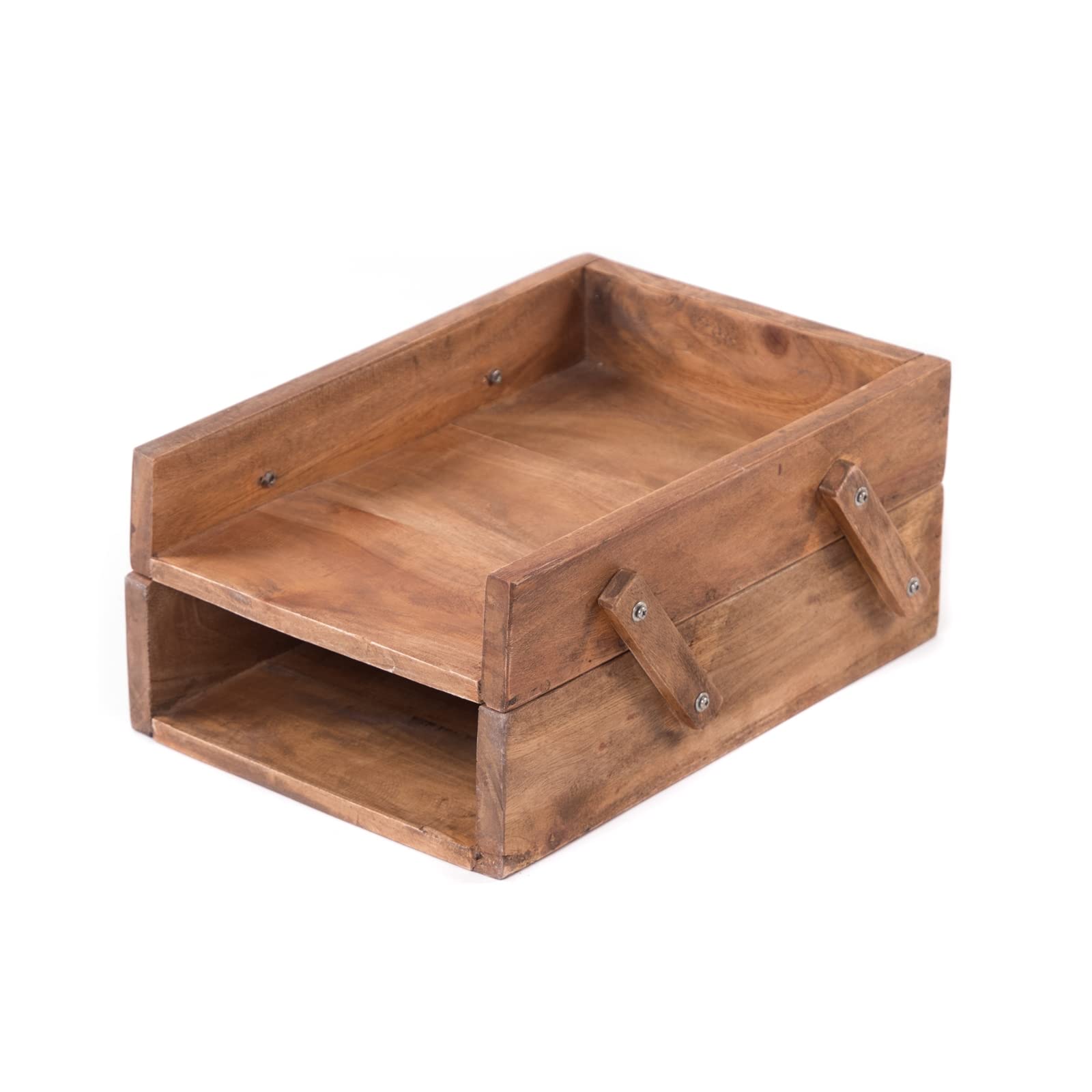 DESIGN DELIGHTS DOKUMENTENABLAGE Slide | Mahagoni Holz, 36 cm, zwei Fächer | Holzablage, Schreibtisch Organizer, Dokumentenkiste, Holzkiste, Büro Ablage
