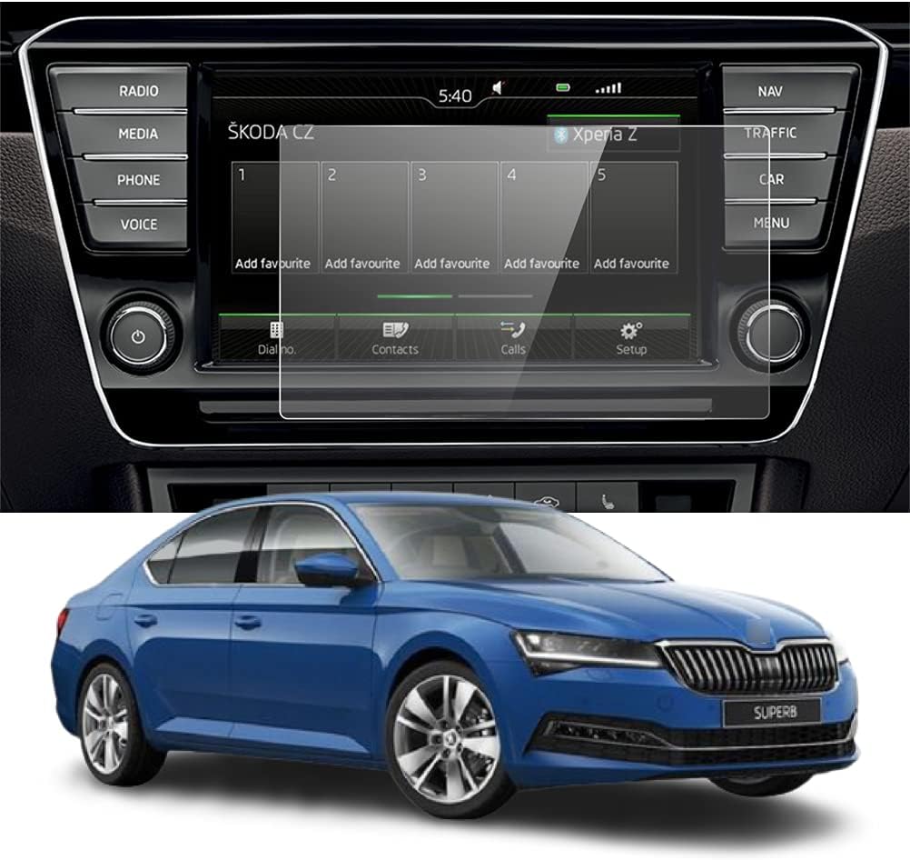 LF Car Skoda Superb Sport-line, L and K, Accessories Navigation, Music System Stereo Touch Screen Guard (8 inches, Company Fitted, Clear)