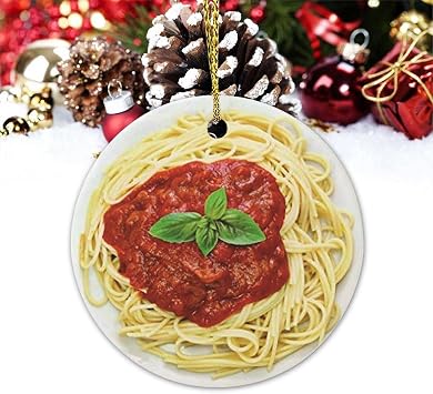 Spaghetti Christmas Ornaments Delicacy Ketchup Holiday Hanging Keepsake Ornament Pasta al Pomodoro Ceramic Ornaments Personalized Hanging Ornaments Gift for Family and Friends