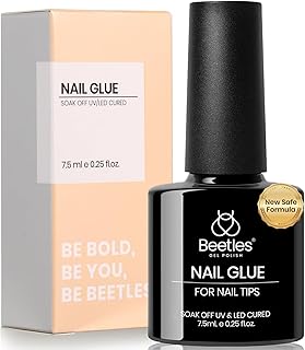 beetles Gel Polish 9 in 1 Gel Nail Glue for Clear Acrylic Nails Tips, Long Lasting Super Strong Brush Nail Glue for Fake Nails, Base Blooming Nail Gel, New Safe Formula, U V Light Cure