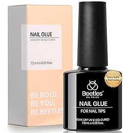 beetles Gel Polish 9 in 1 Gel Nail Glue for Clear Acrylic Nails Tips, Long Lasting Super Strong Brush Nail Glue for Fake Nails, Base Blooming Nail Gel, New Safe Formula, U V Light Cure