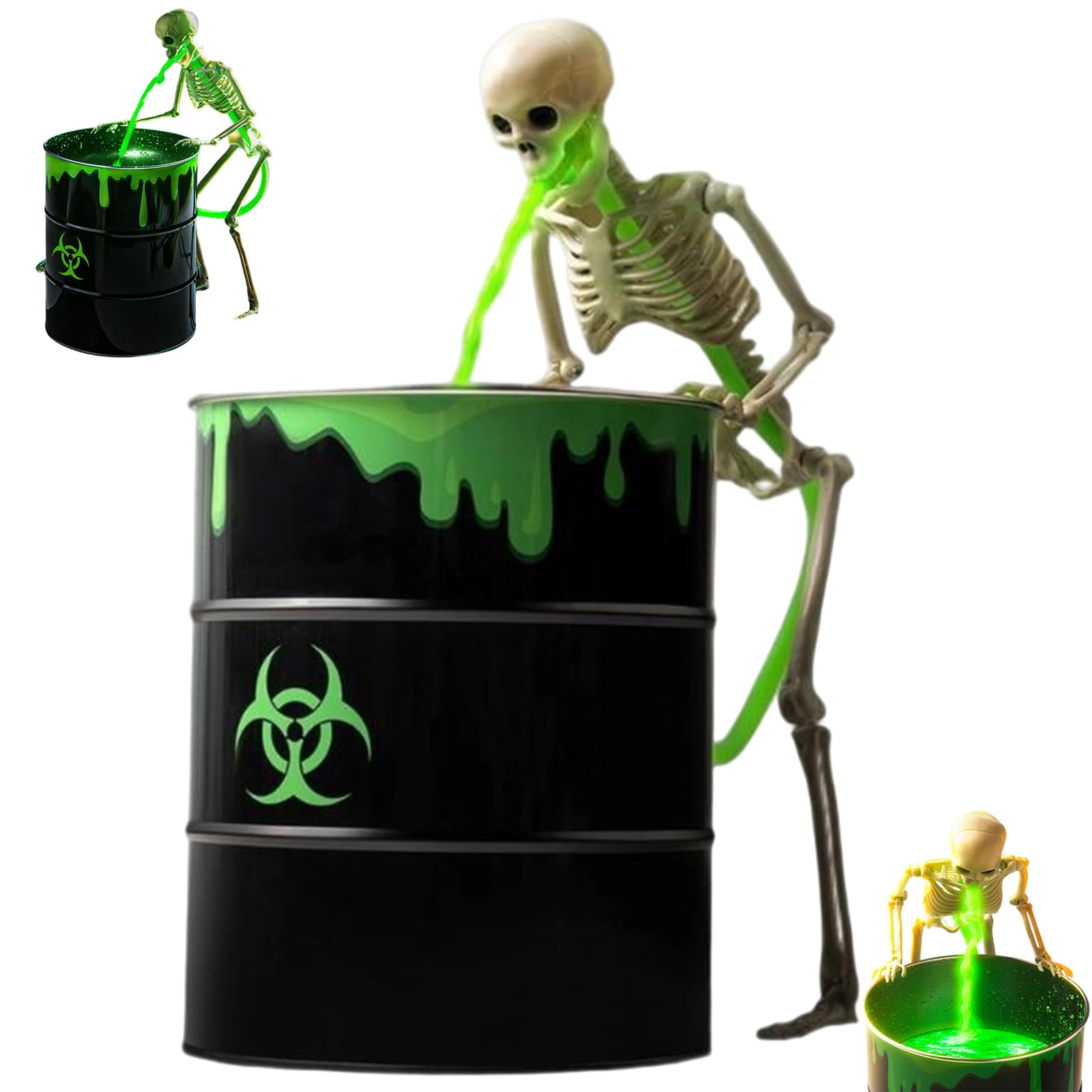 CNAFGBGG Halloween Skeleton Decor, Glow in Dark, Green, 10in.