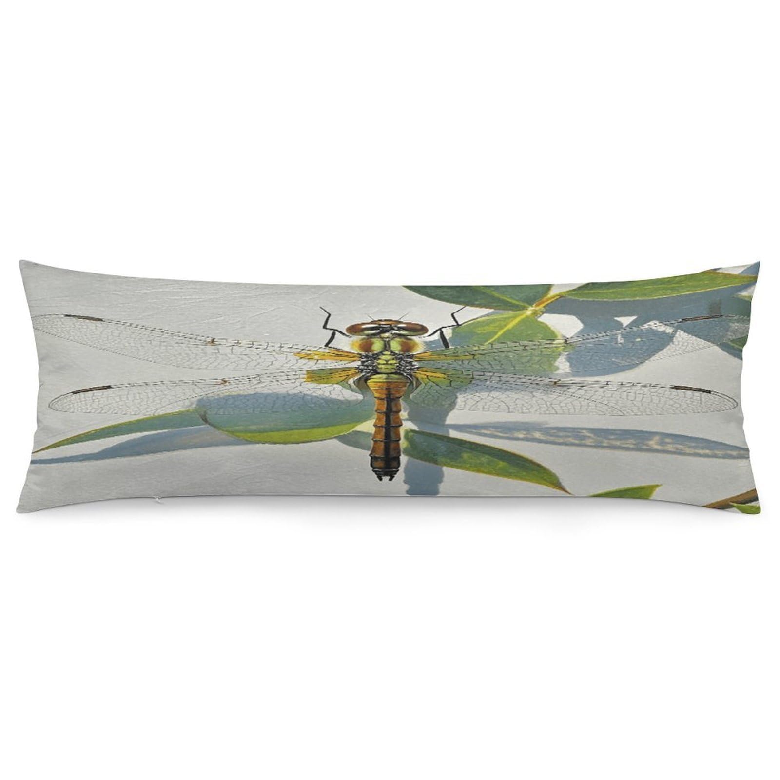 Hand Painted Dragonfly Pillowcase Decorative Body Pillow Cover Soft Full Long Pillow Case Breathable Large Body Pillowcase Cute Cozy Pillow Sham for Bed Couch Sofa 18.9 X 53 Inch
