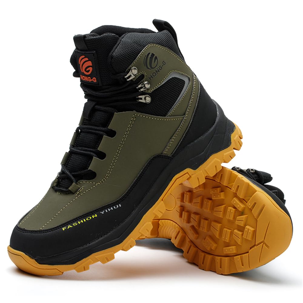 Zapatos de seguridad para hombre y mujer, S3, ligeros, impermeables, altos, antideslizantes, botas de seguridad con puntera de acero