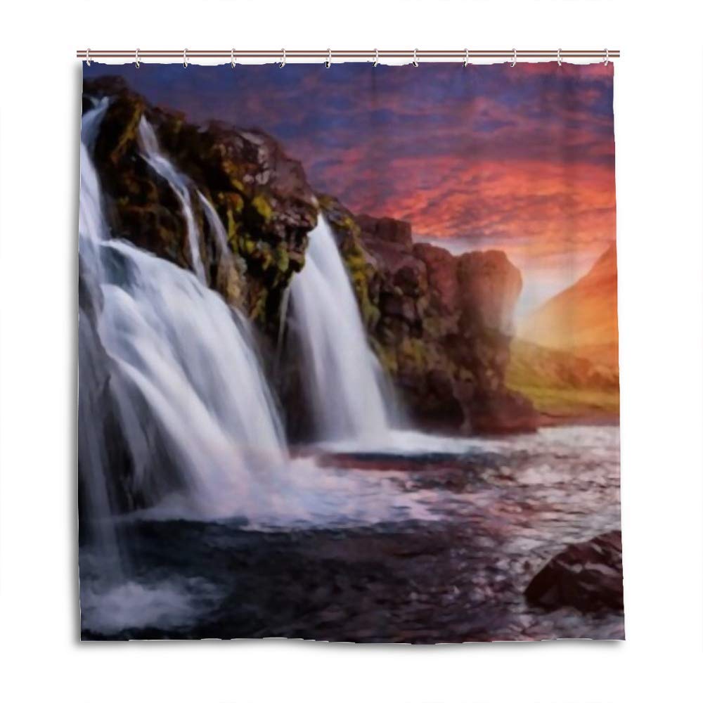 Rideau de baignoire paysage d'Islande pour transformer votre salle de bain en oasis