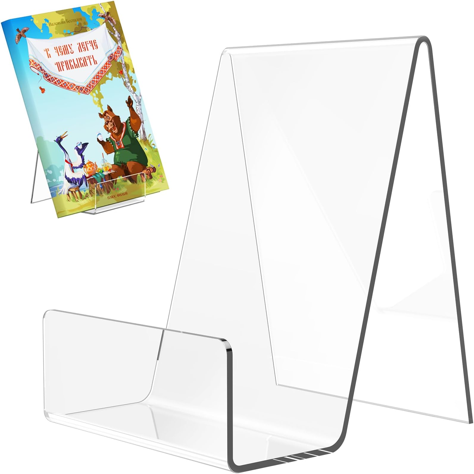 Aredpoook 6 Pack Clear Acrylic Book Stand, Display Easel for Books, Albums, CDs, Magazines, Artworks, Tablets