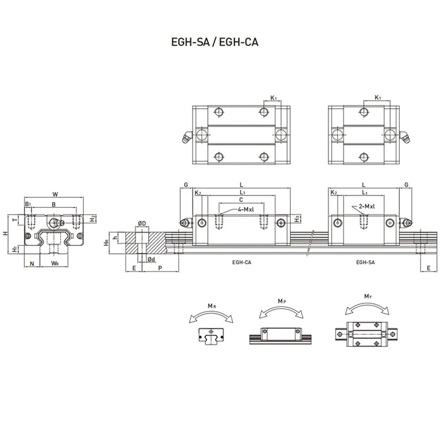 Linear Guide Slider EGH EGH15CA EGH15 EGH15C EGH20CA EGH25CA EGH20C EGH25C EGH20 EGH25 EGH30CA EGH35CA 1Pcs(EGH25CA)