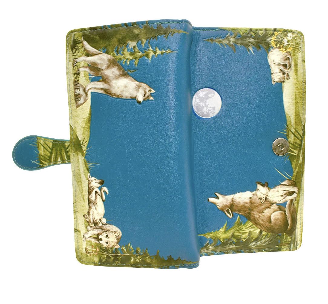 Shag Wear Howling Wolf Pack Large Animal Wallet 7" Blue