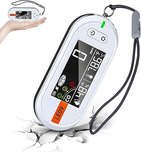 LSENLTY Los detectores portátiles de monóxido de carbono soportan un tiempo de espera de 500 horas, detector de CO 3 en 1 (Temp, humedad y CO),