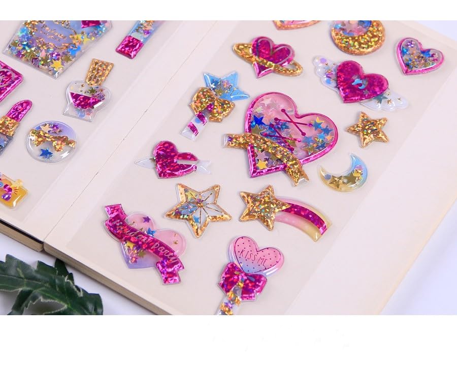 Image of Glitter Magic 3D Puffy Stickers Set for Kids & Teens - Candy, Ice Cream, Stars & Cute Quotes Stickers for Journals, Scrapbooking, School Projects & DIY Crafts