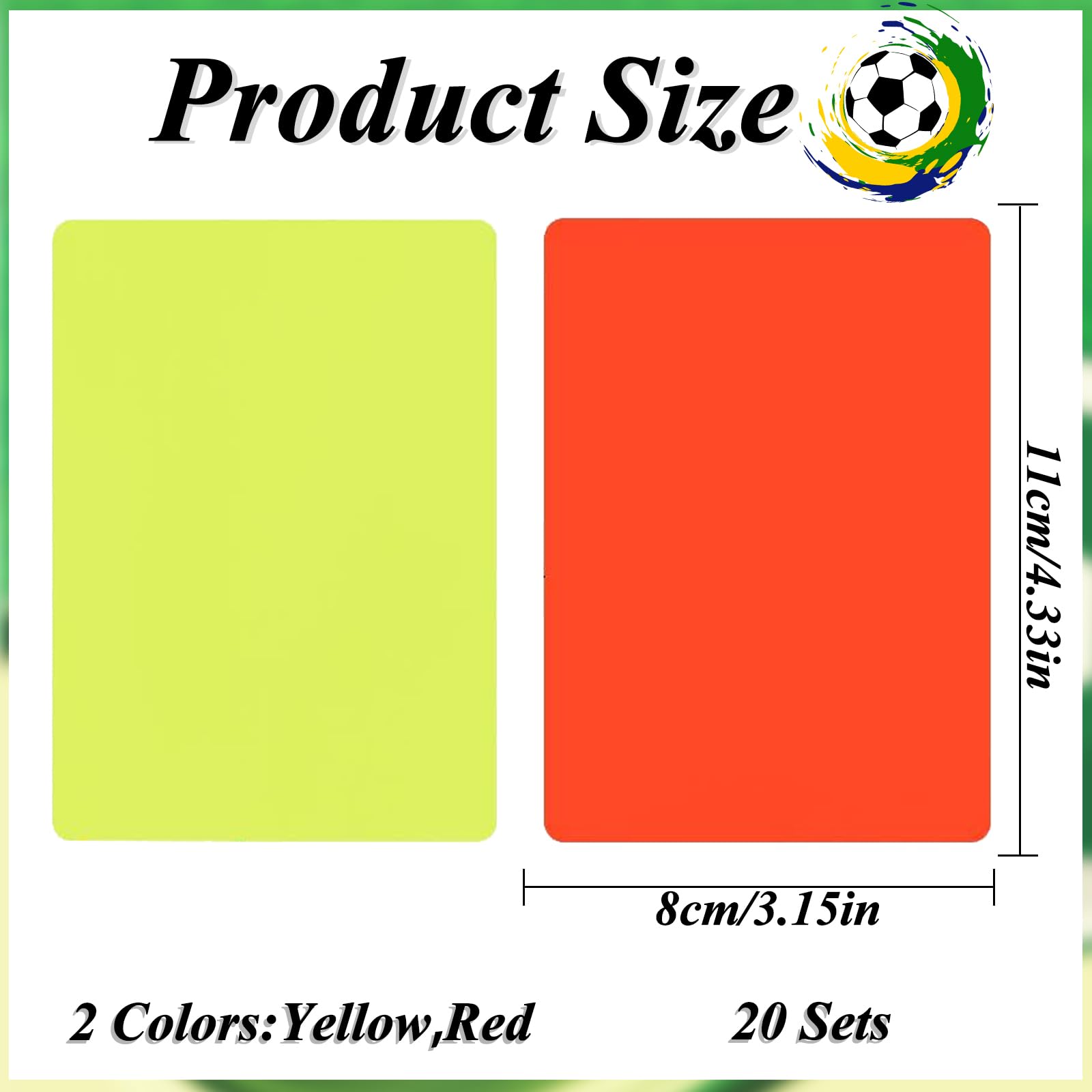 Juego de 20 Tarjetas de árbitro de fútbol, robustas Tarjetas de árbitro Rojo y Amarillo, 8 x 11 cm, de PVC, Accesorios indispensables para Cualquier Juego de fútbol