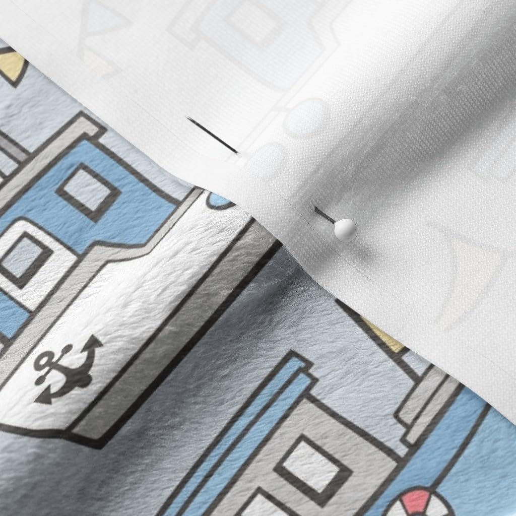 Spoonflower Fabric - Nautical Boats Beach Ocean Sailing Boy Printed on Minky Fabric by The Yard - Sewing Baby Blankets Quilt Backing Plush