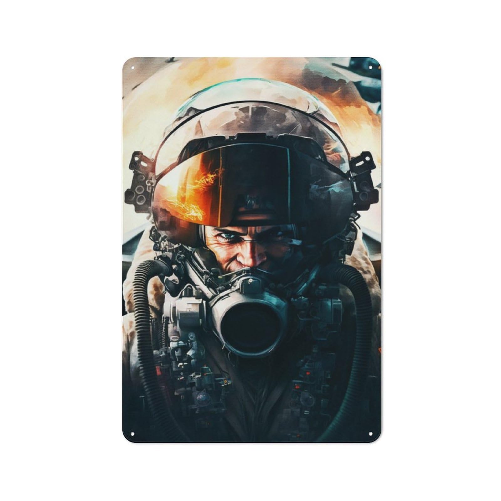 Junmoney Paint Fighter Pilots Vintage Tin Sign 30X20cm With For Garage Wall, Suited To People Furnishing A Garage