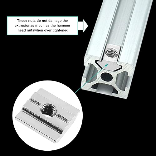 Miniatura 45 de 100 tuercas deslizantes en T serie 20 M3, tuercas deslizantes en T de cabeza de martillo para ranura en T para perfil de extrusión de aluminio serie