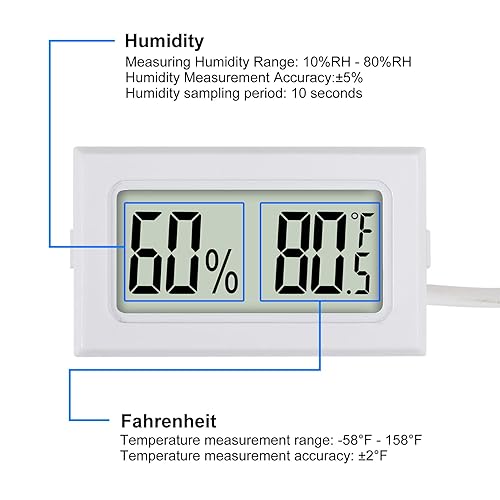 Miniatura 4 de 3 mini termómetro digital higrómetro con sonda electrónico medidor de temperatura humedad medidores pantalla LCD interior Fahrenheit para humidores,