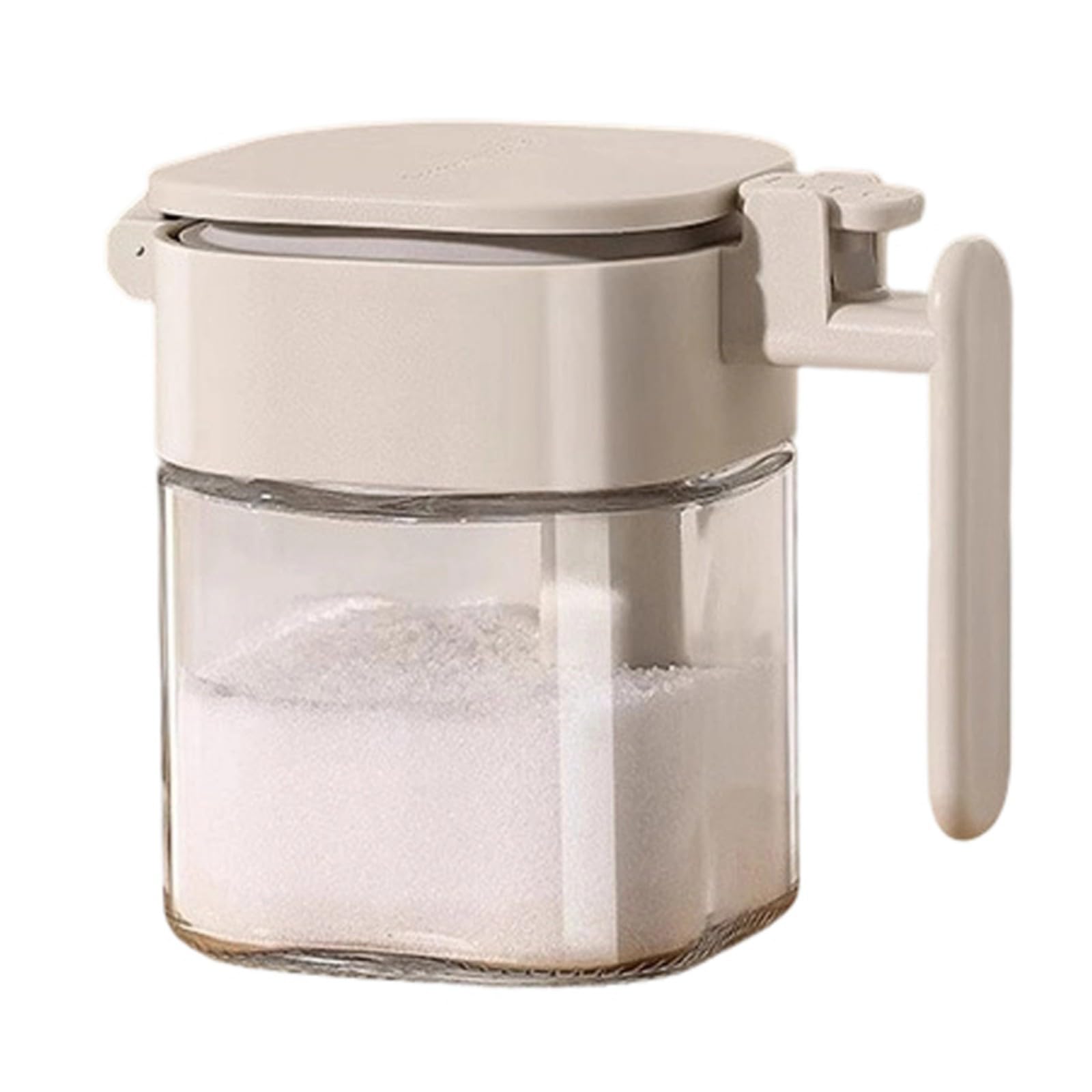 OSNIYAW Premium Glass Condiment Jar with Detachable Spoon and Sealed Lid Clear Seasoning Container for Salt Pepper Sugar Box Kitchen Seasoning Canister