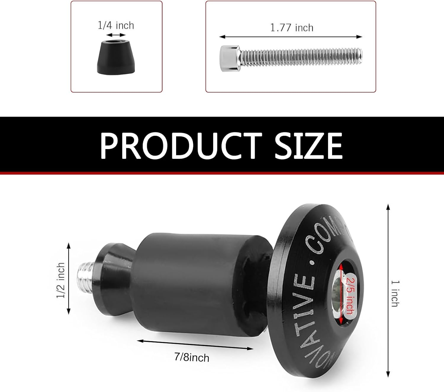 2 PCS Motorcycle Handle Bar End Plugs, Anti Vibration Grip Counterweights, Rust-Proof Protection Handlebar Grips Cap, Universal Modified Accessory for Most Motorcycles Dirt Bike (Black)