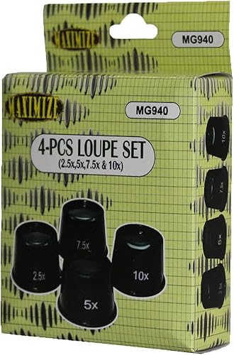 Miniatura 3 de Maximiza 4 lupas de joyero  Incluye 5X, 7.5X, 10X, 25X Power  Paquete de valor perfecto para joyeros profesionales, relojeros, coleccionistas de
