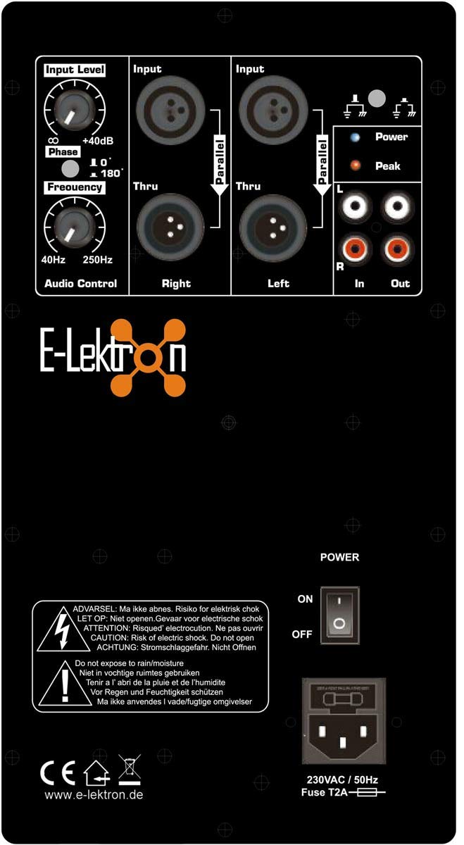 E-Lektron SUB-Q45A PA-Subwoofer Aktiv 18"/45cm Bass Lautsprecher Box mit integrierter Endstufe1000W-Peak