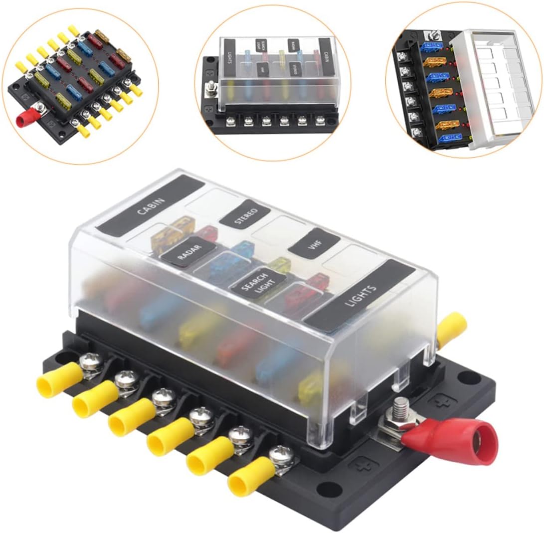 Automotive Fuse Block Replacement Kit Fuse Holder Led Warning Light for Boat Car Rv Box