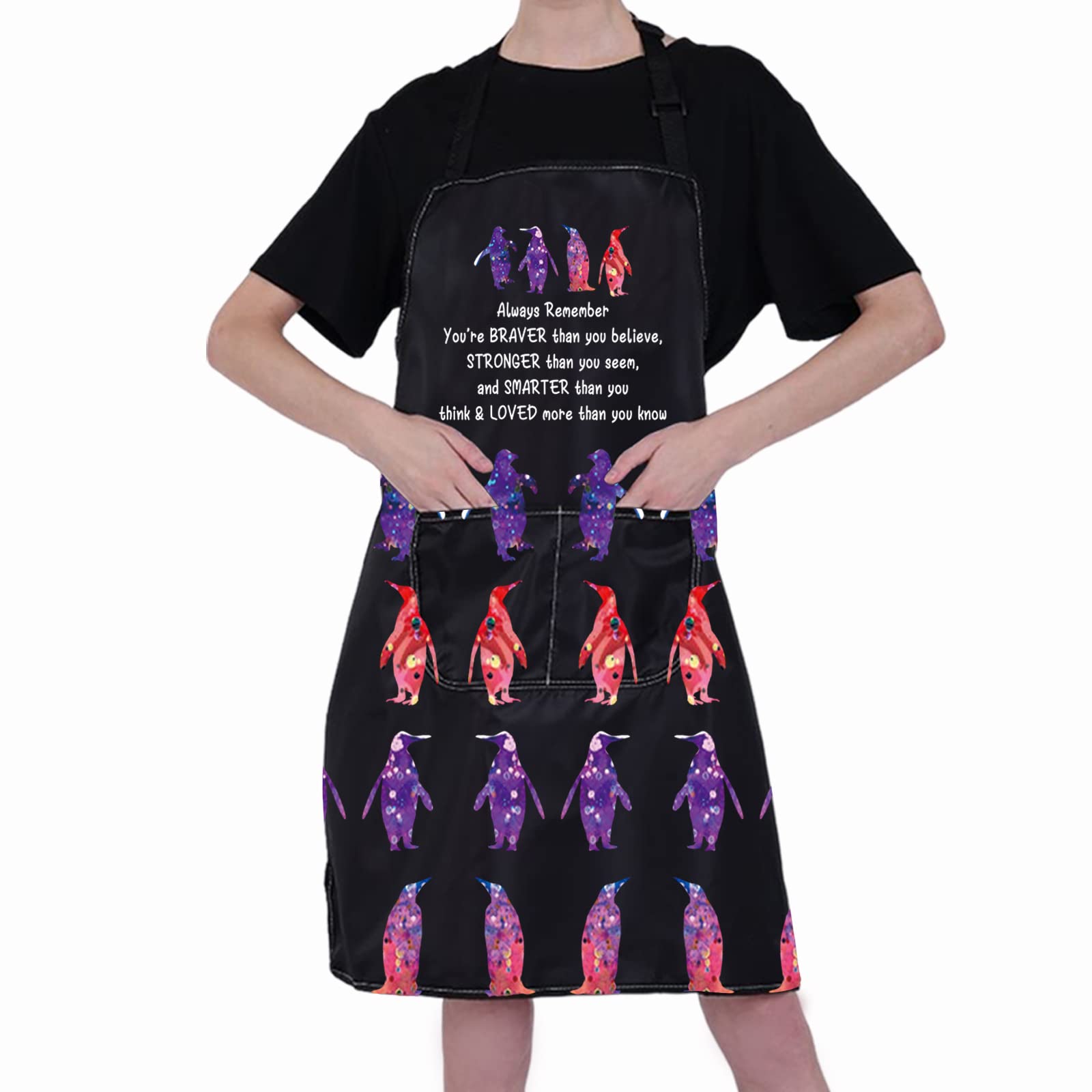 JNIAP Penguin Apron Penguin Lover Gifts Adjustable Neck Aprons Waterproof Bib Apron Penguin Gifts for Girls Women